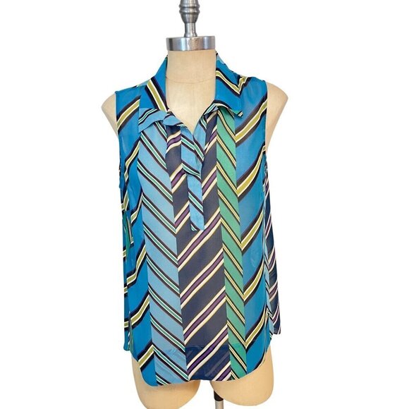 Cabi 3780 Ascot Top Geometric Teal & Green Size Medium - Picture 4 of 7